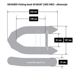 mivardi fishing boat m-boat 230S MK2 dimenzije