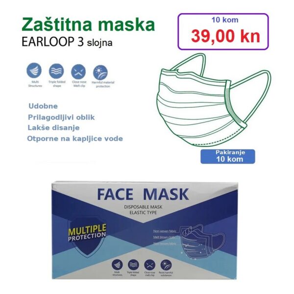 Zaštitna maska za lice (pakiranje 10 kom)