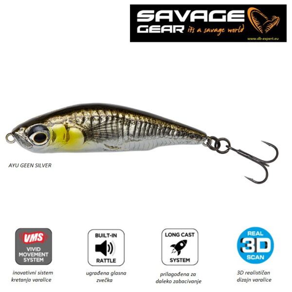 SAVAGE GEAR 3D StickleBait Pencil 7.5cm 13gr SS Ayu Green Silver