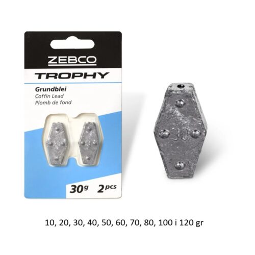 ZEBCO plosnato olovo za ribolov - coffin lead