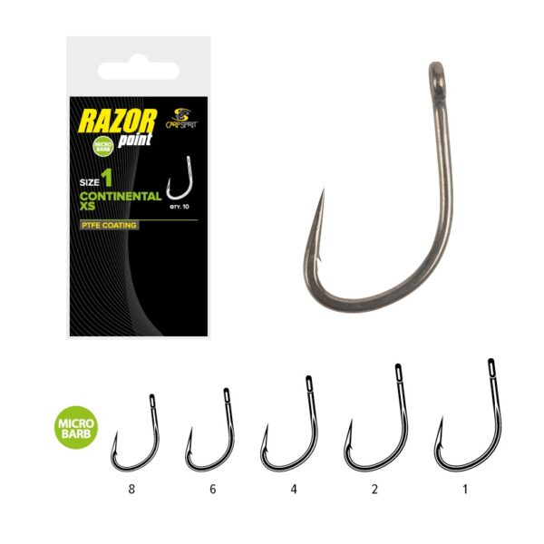 CARP SPIRIT Razor Short Continental XS Hooks