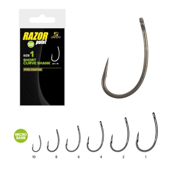 CARP SPIRIT Razor Short Curve Shank Hooks