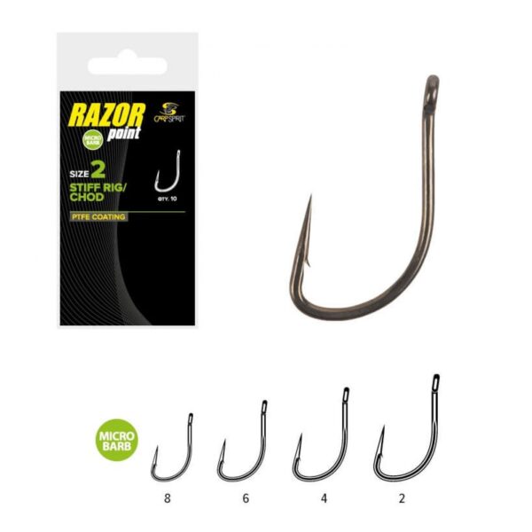 CARP SPIRIT Razor Point Stiff Rig/Chod Hooks