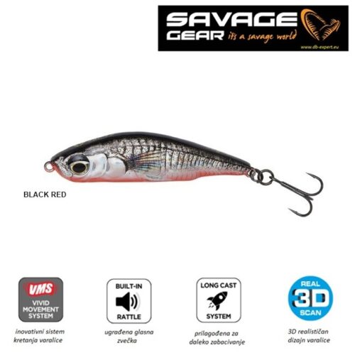 SAVAGE GEAR 3D StickleBait Pencil 7.5cm 13gr SS Black Red