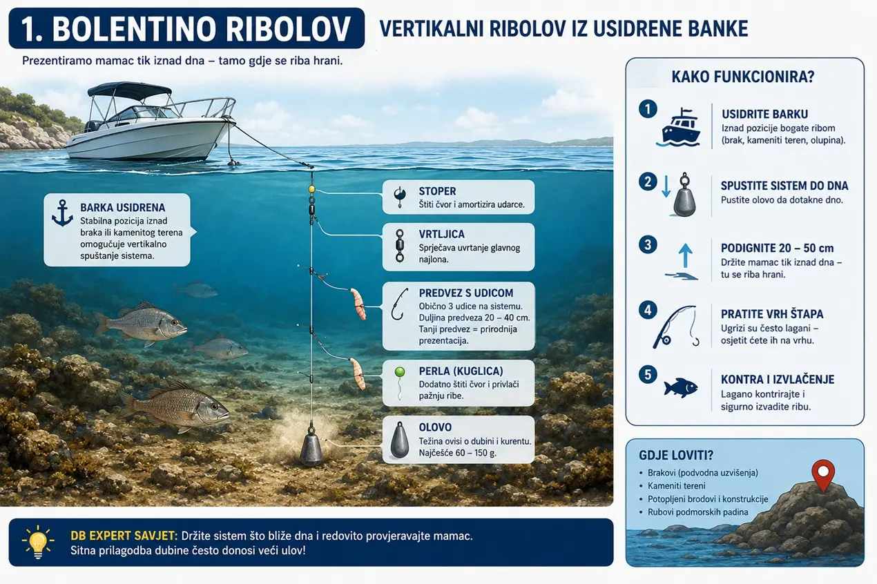 infografika koja opisuje bolentino ribolov