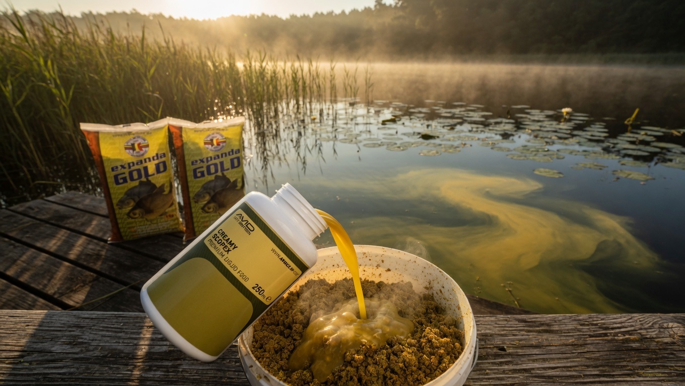 Dodavanje tekućeg atraktora u prihranu za šarana – priprema smjese za feeder ribolov na jezeru