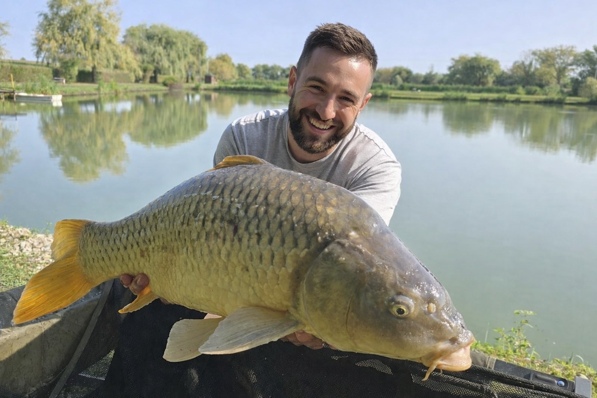 ribolov šarana vodič - veliki šaran na mirnom jezeru