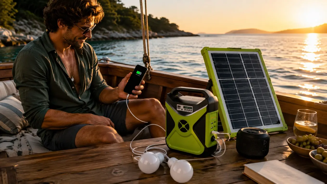 prikaz modernog solarnog sustava na barci