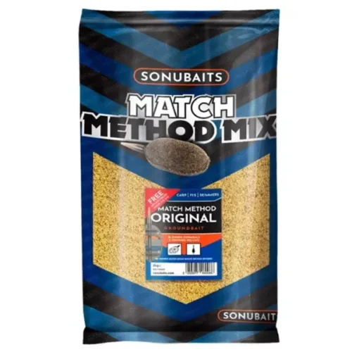 SONUBAITS Match Method Mix Original 2 kg fina je prihrana od usitnjenih peleta i ribljeg brašna za Method feeder ribolov šarana i deverike.