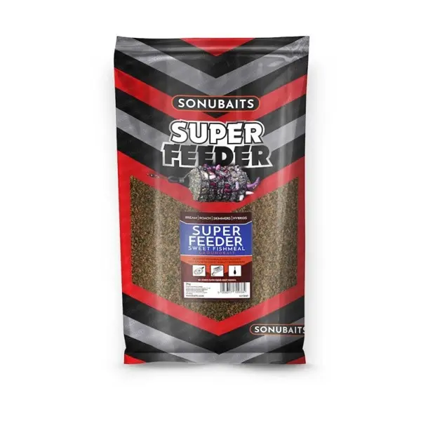 SONUBAITS Super Feeder Sweet Fishmeal 2 kg tamna je feeder prihrana sa slatkim Brasem mirisom i ribljim brašnom za deveriku i bijelu ribu.