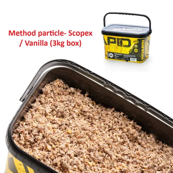 MIVARDI Method particle Scopex - Vanilla (3kg box) kotova prihrana za method feeder ribolov babuške šarana i divera