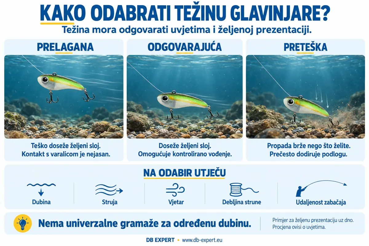 Usporedba prelagane, odgovarajuće i preteške glavinjare za ribolov uz dno